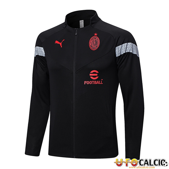 Nuova Tuta Calcio AC Milan Bambino Nero 2018-2019 (Felpa con cappuccio +  Pantaloni)