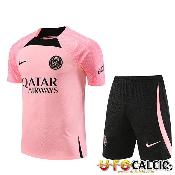 Kit Maglia Allenamento Pantaloncini PSG Rosa 2023 2024 A Poco Prezzo Ufficiali