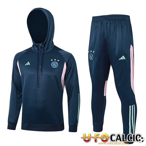 Insieme Giacca Con Cappuccio Tuta Ajax Blu Rosa Verde 2023 2024 A