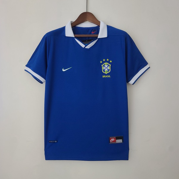 Crea La Tua Maglia Polo Brasile Retro Seconda Blu 1997