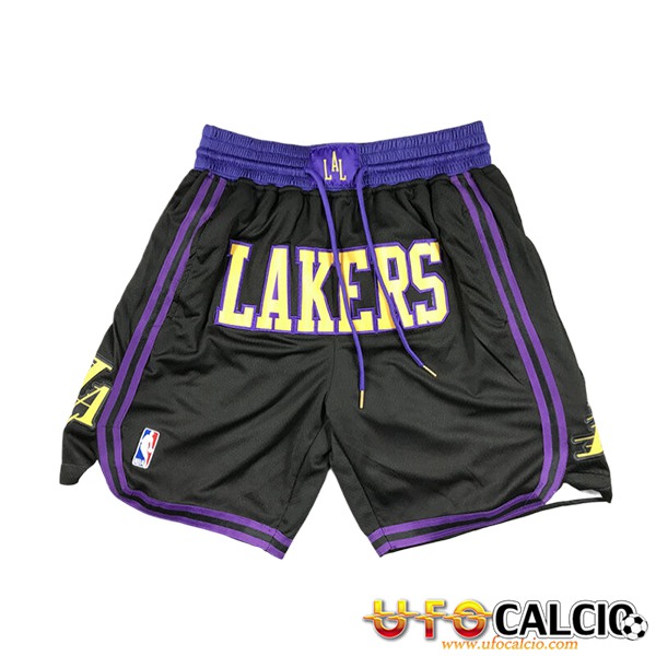 Pantaloncini NBA Los Angeles Lakers 2024 25 Nero Giallo viola A Poco Prezzo Scontate