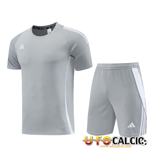 Kit Maglia Allenamento Pantaloncini Adidas Grigio Bianco 2024 2025 A Poco Prezzo Scontate