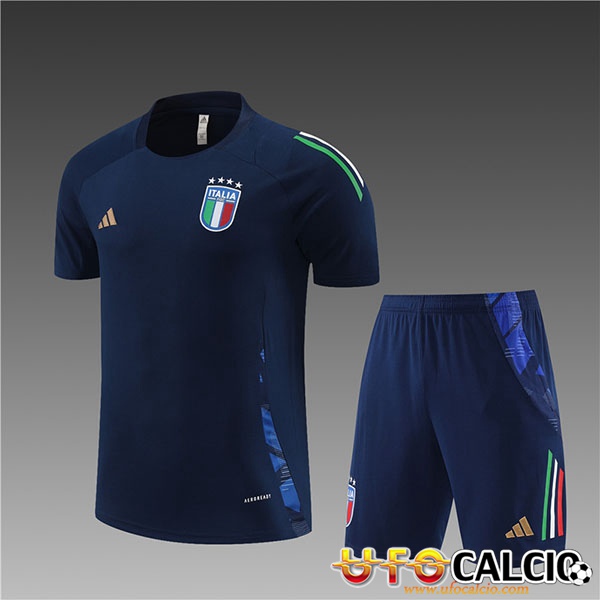 Kit Maglia Allenamento Pantaloncini Italia Bambino Blu 2024 2025 A Poco Prezzo Scontate